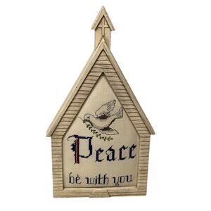Cross Stitch Wall Hanging Church Religious Peace Be With You Dove